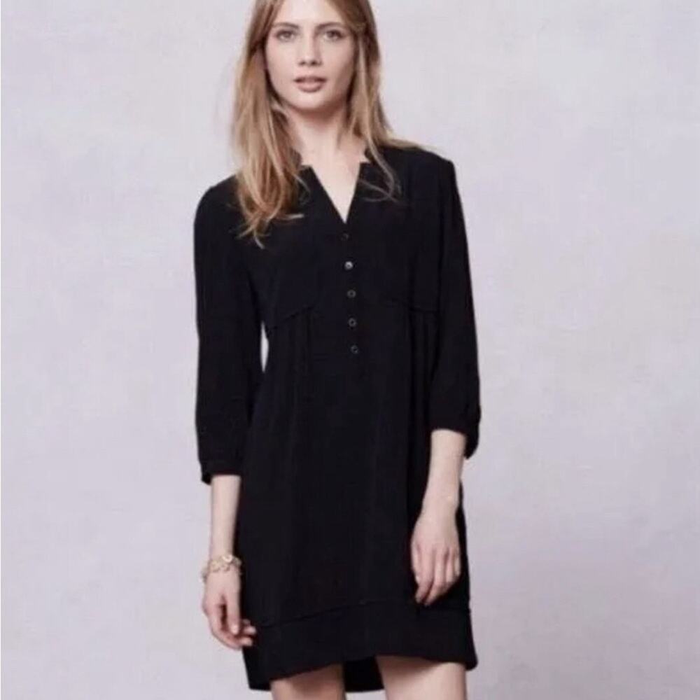 Maeve (Anthropologie) Black Button-Front Tunic Dress | Women’s Size 4